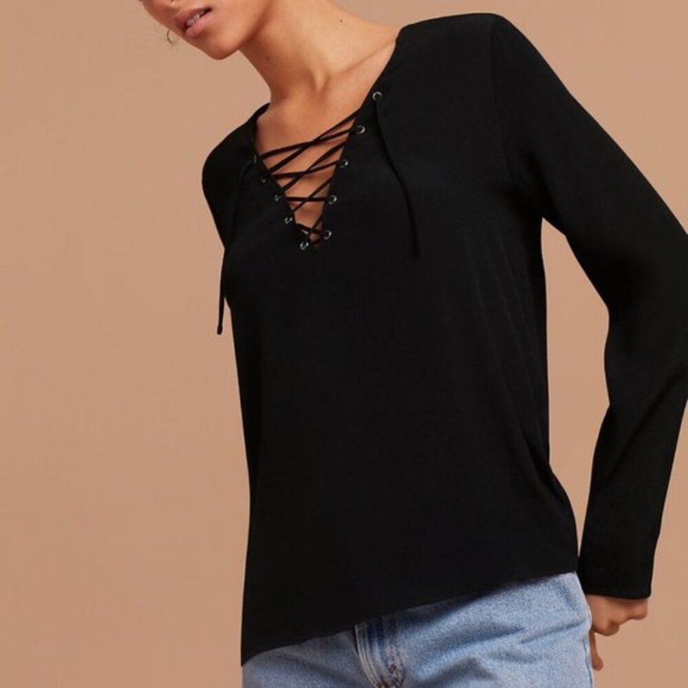 Aritzia Wilfred Free Black Redling Blouse Size XS
